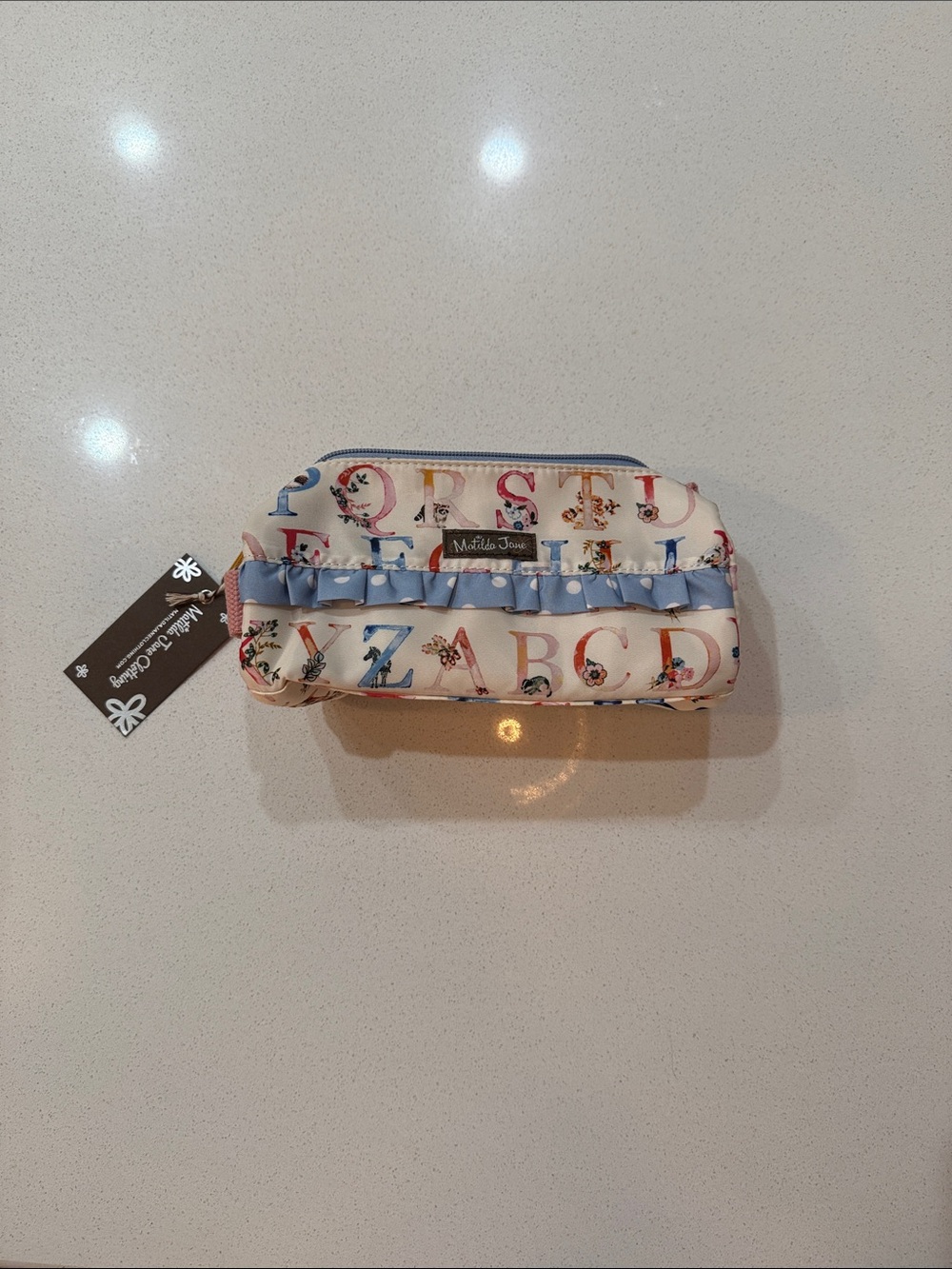 Matilda Jane Alphabet Pencil or  Cosmetic Pouch with Light Blue Ruffle NWT - Picture 2 of 12